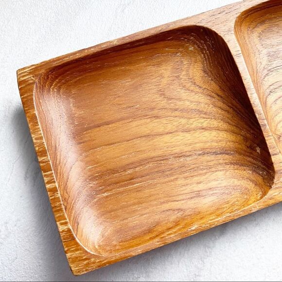 Wood 3 Section Trinket Tray Made in Thailand - Picture 11 of 12